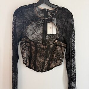 Blithe Black Lace Long Sleeve Blouse